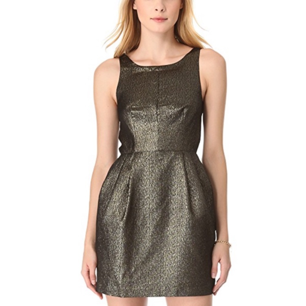 Club Monaco gold cocktail dress.